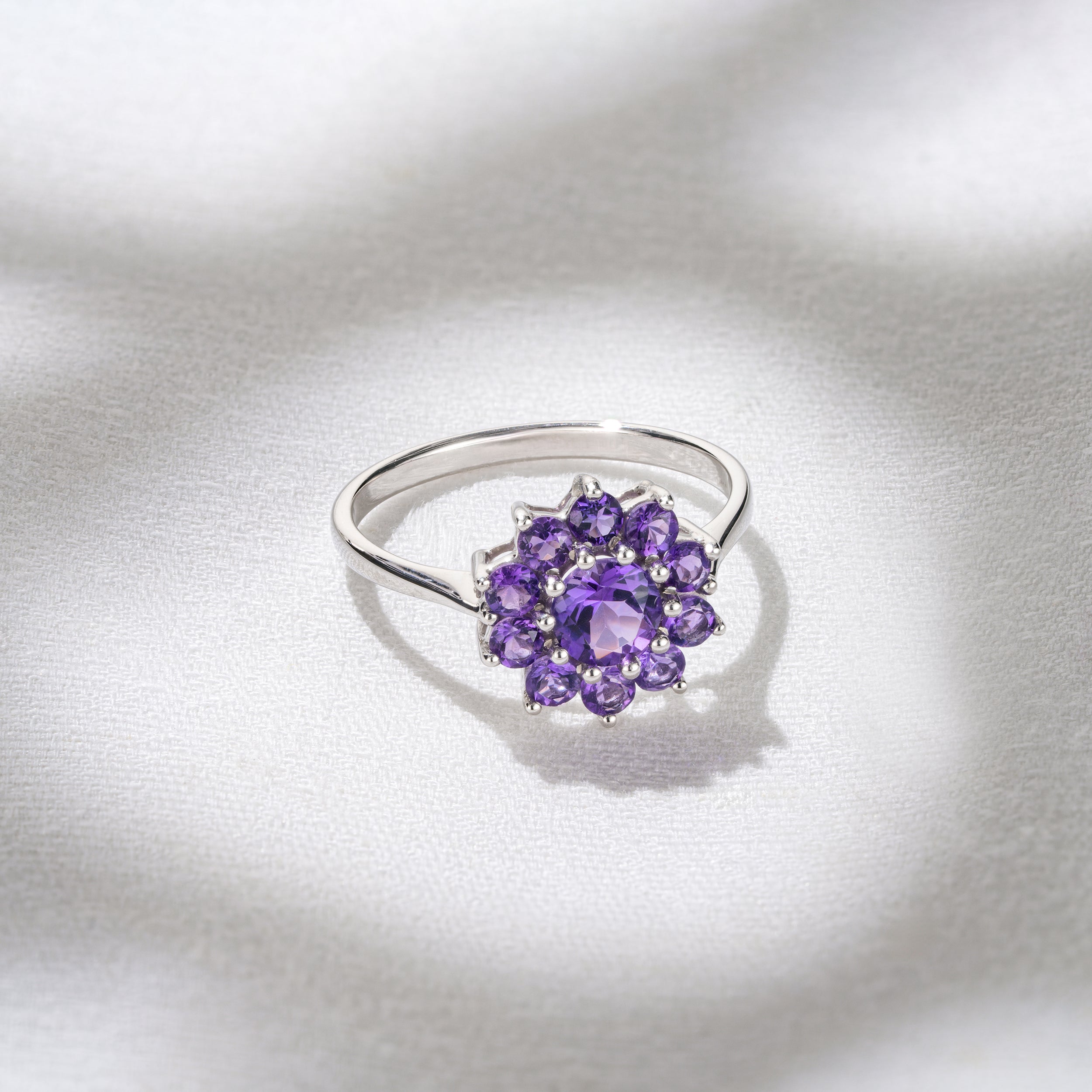 0.94ct Amethyst Cluster Ring in 9K White Gold